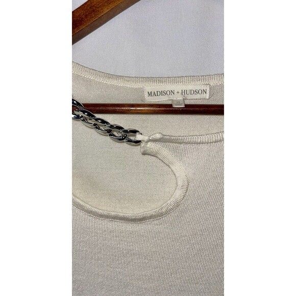 Madison & Hudson Sweater Cream With Silver Chain Accent Women’s Size M - Picture 3 of 8